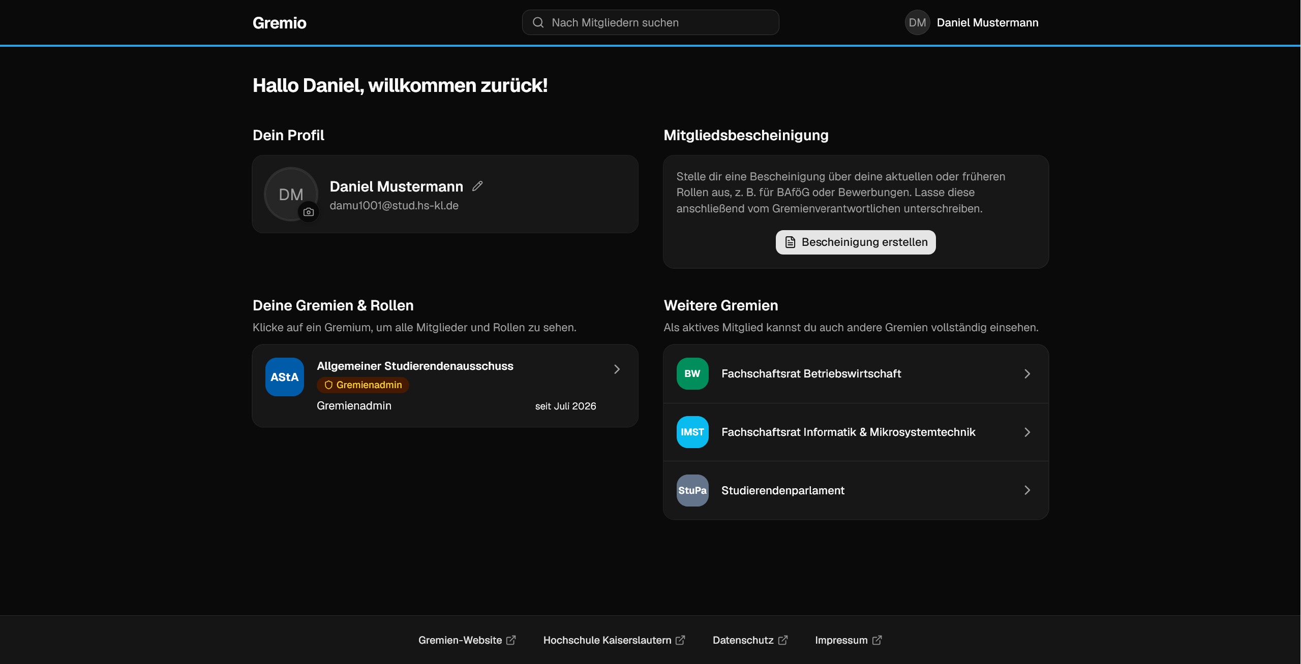 Bescheinigungen in Gremio erstellen